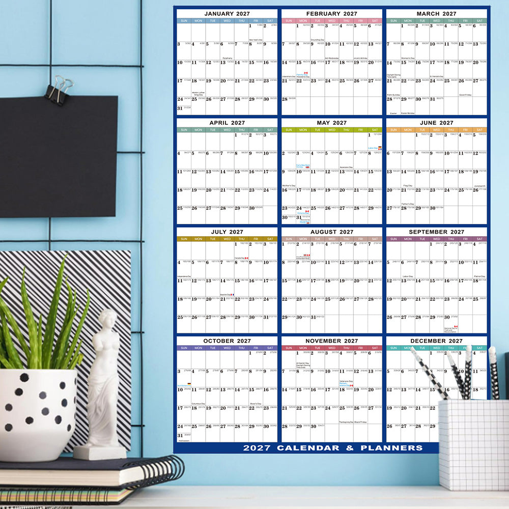 2027 Double Sided Dry Erase Wall Planner Calendar 88 x 59cm