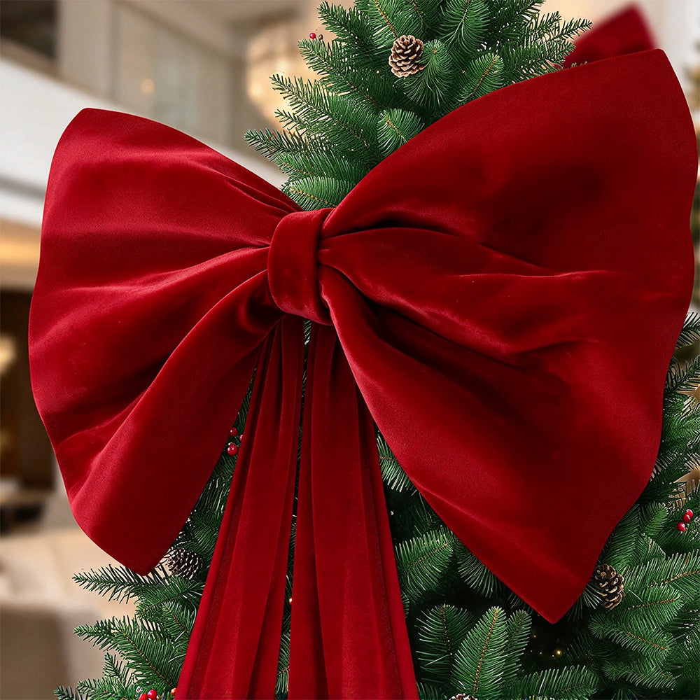 40x230cm Oversized Velvet Christmas Tree Bow with Long Streamers