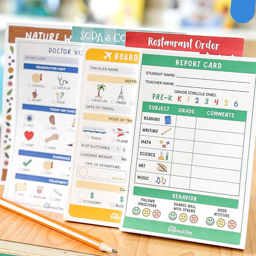 8 Theme Pretend Play Notepads Imaginative Play Notebooks for Boys Girls