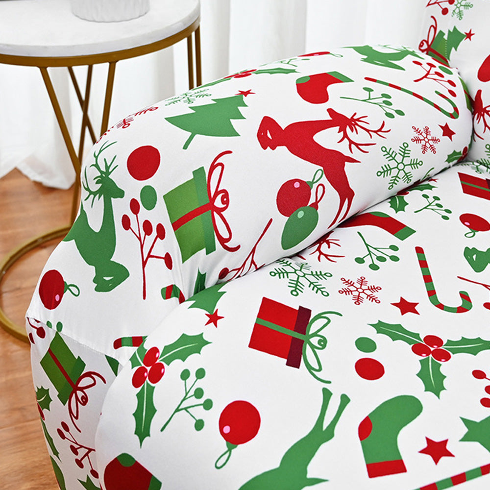 Christmas Recliner Chair Cover Sofa Slipcover with Side Pocket