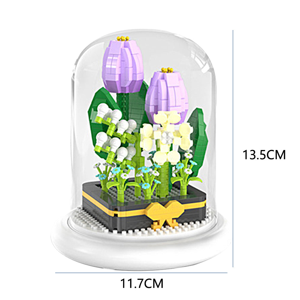 Light-Up Flower Building Blocks Kits with Dust Cover