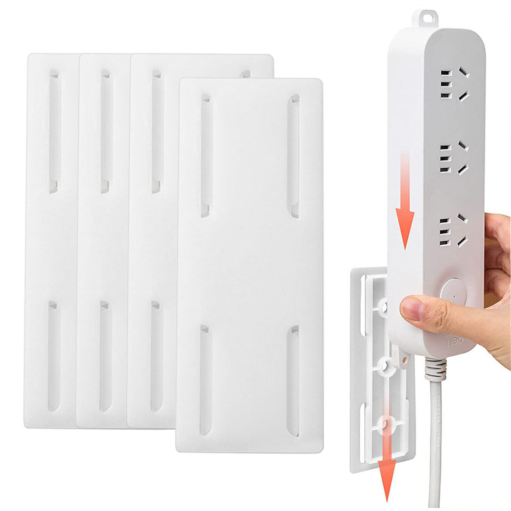 4PCS No-Drill Power Strip Holders Adhesive Wall Mount Socket Organizer