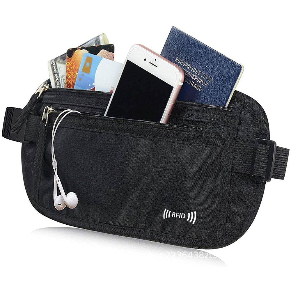 Secure RFID Blocking Money Belt Anti Theft Hidden Fanny Pack Water Repellent Travel Pouch