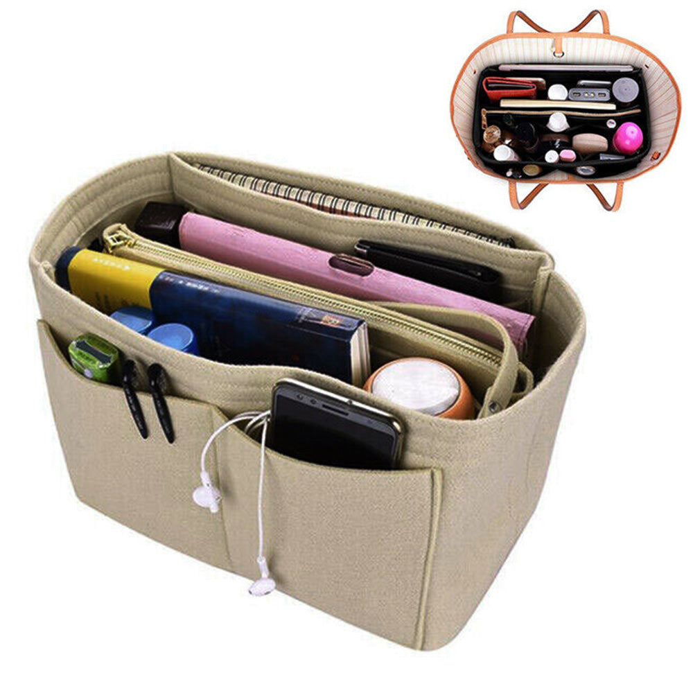 Thick Felt Tote Bag Organizer Insert with Multiple Pockets