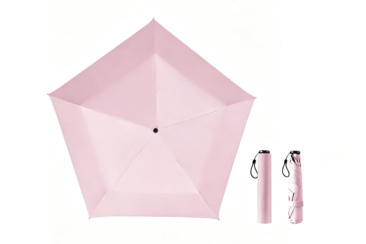 Black Coated Compact Folding Umbrella Lightweight Portable Pocket Umbrella