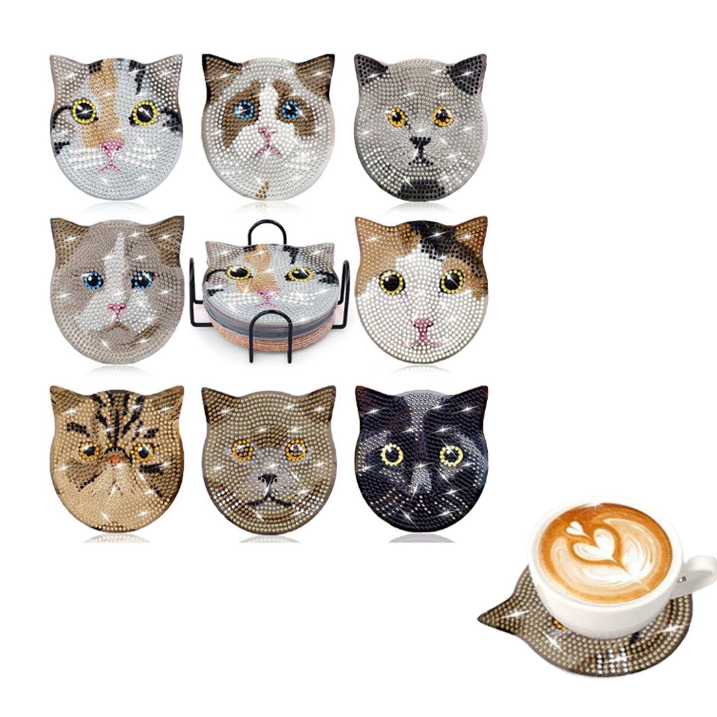 8Pcs Diamond Art Coasters Kit Diamond Painting Coasters