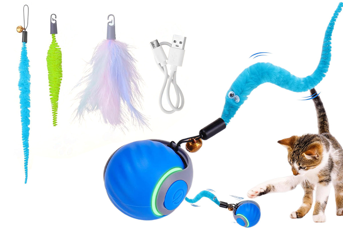 Interactive Cat Toy Ball Automatic Interactive Cat Toys Indoor with 3 Tails