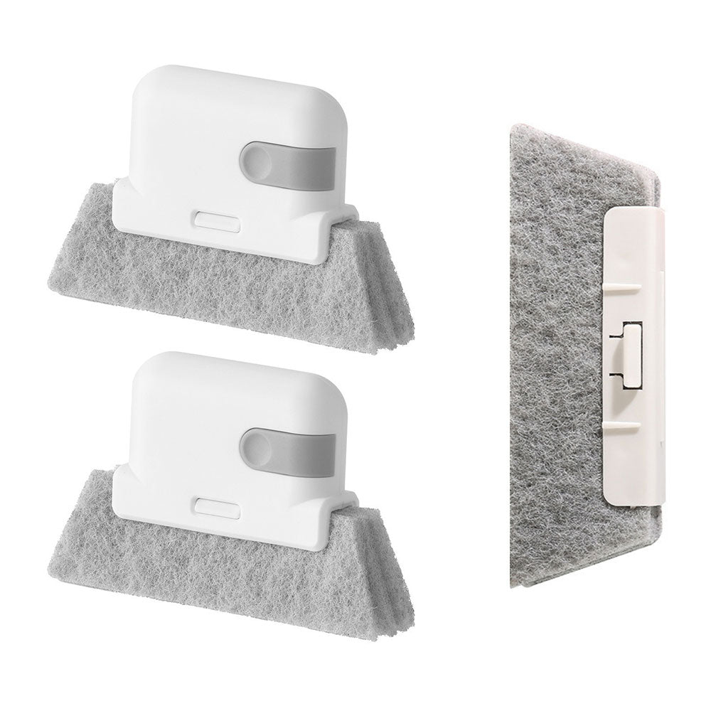 Handheld Window Groove Door Rail Crevice Cleaning Brush with Replacement Cloth