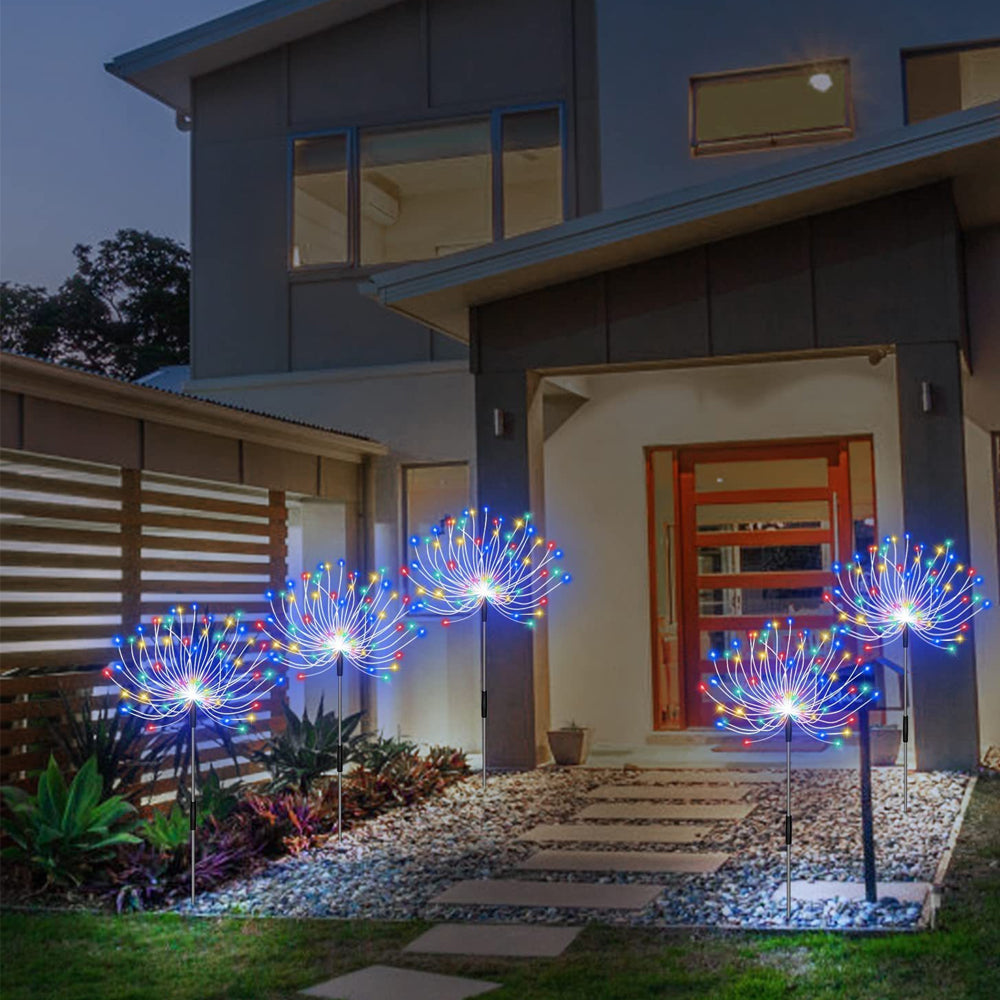 5Pcs Solar Firework Lights Water-resistant Outdoor Stake Lights