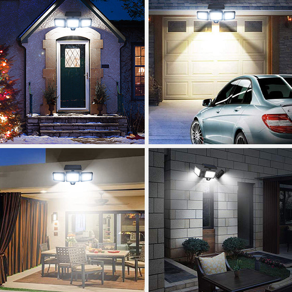 3 Head Motion Sensor Solar Light Wall Lamp