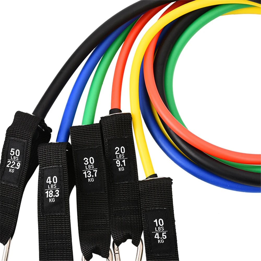 11Pcs Exercise Resistance Band Set Home Gym Fitness Elastic Tube