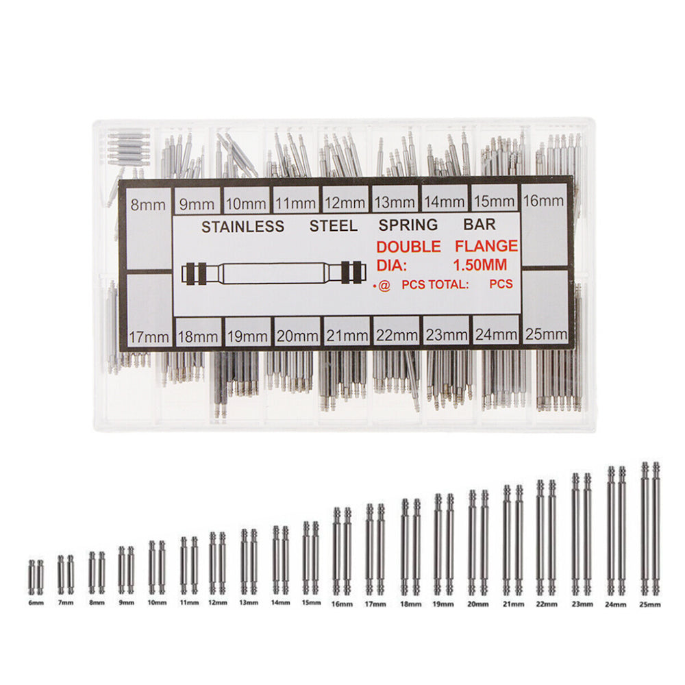 360Pcs 8-25mm Stainless Steel Watch Band Spring Bars Strap Link Pin with 2Pcs Watch Band Link Remover