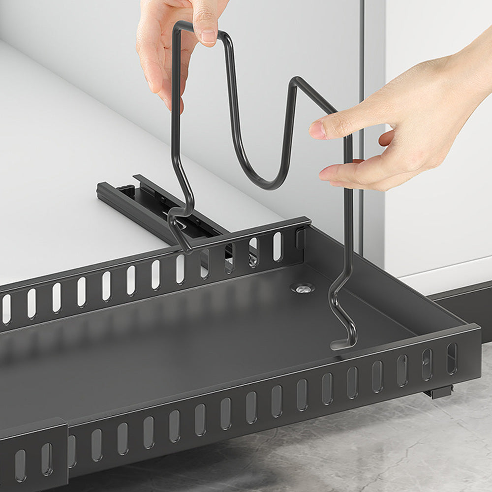 Pots and Pans Organizer Slide Out inside Cabinet Storage for Pot Lid Bakeware