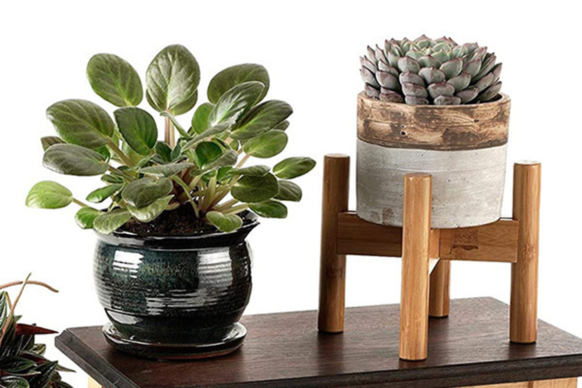 Adjustable Bamboo Plant Stand Holder Indoor for Stable Plant Display