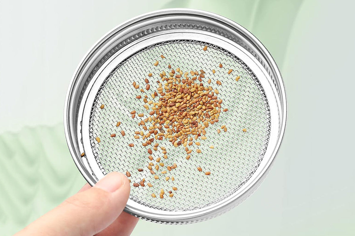 Stainless Steel Sprouting Lid with Mesh Filter for 32 oz Wide Mouth Mason Jars
