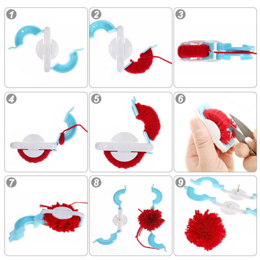 4-Piece Multi-Size Pom Pom Maker Set for DIY Fluff Balls