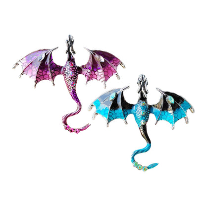 2Pcs Flying Dragon Brooch Pin Vintage Punk Flying Dragon Brooch