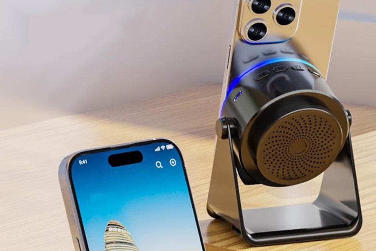 4 in 1 Wireless Induction Speaker Bluetooth Speaker with 360 Adjustable Phone Holder