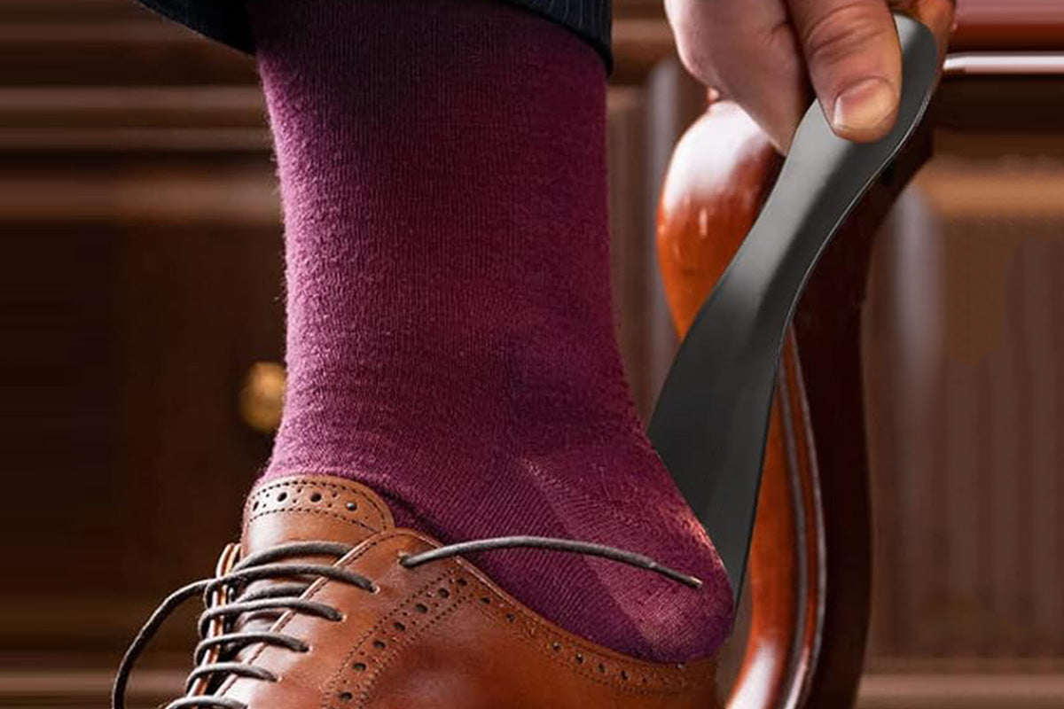 2 Pcs Metal Long Handle Shoe Horn Set for Men and Women