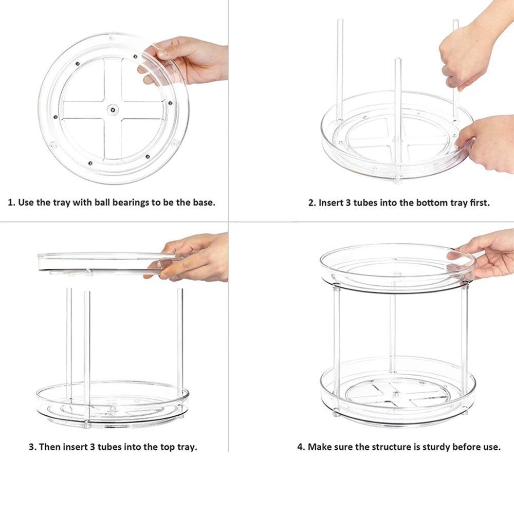 2 Tier Lazy Susan Turntable Spice Rack Organizer