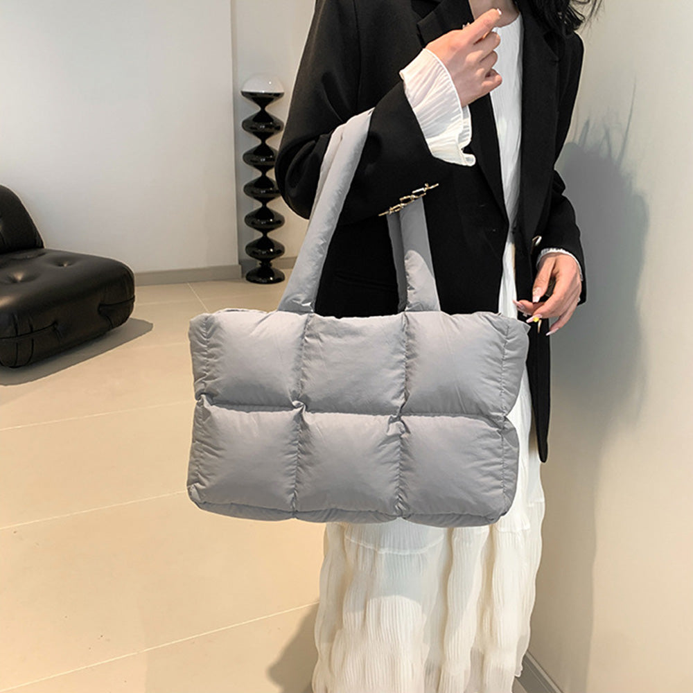 Puffer Tote Bag Large Quilted Puffy Handbag Lightweight Satchel Purse