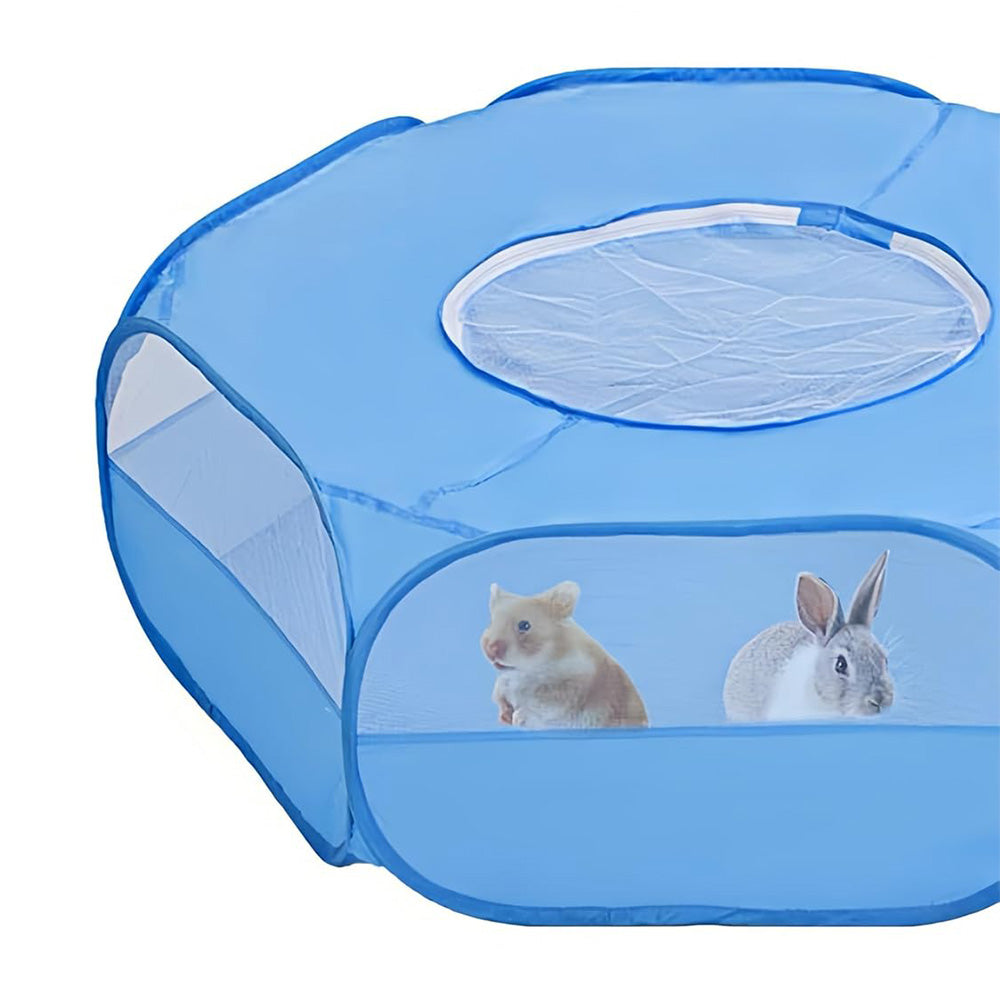 Portable Pop Up Small Animal Playpen with Clear Panels and Top Cover