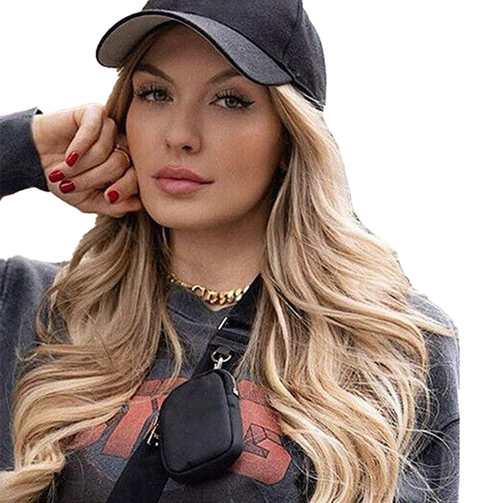 Fashion Adjustable Long Curly Wavy Wig Baseball Hat For Women