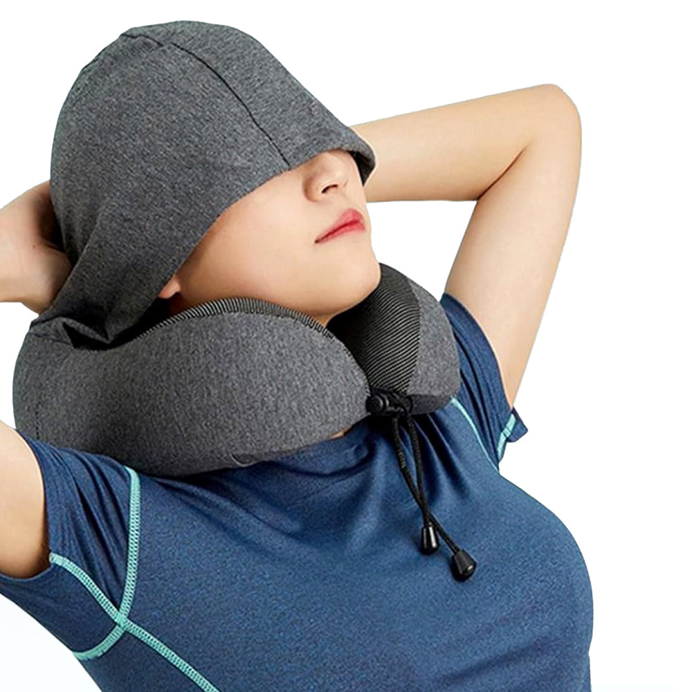 Hooded U Shaped Removable Travel Neck Pillow