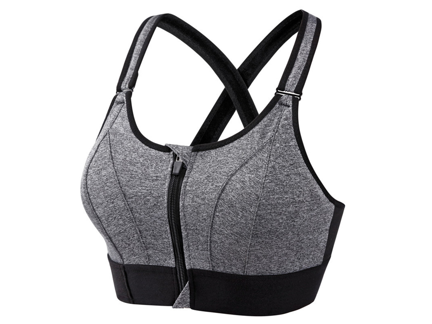 Adjustable Supportive Sports Bra with Front Zipper for Women