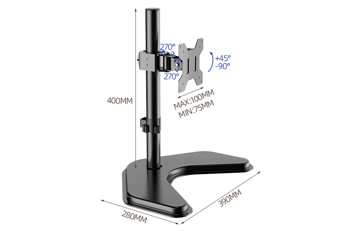 Monitor Stand Vertical Desktop Mount Freestanding Adjustable V-Base HD LED TV Screens