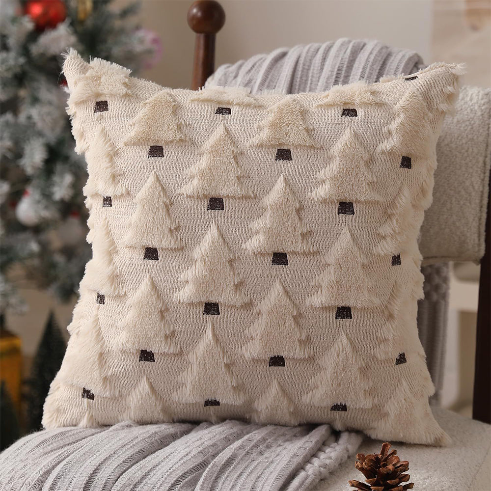 Christmas Pillow Covers 45x45cm Soft Plush Xmas Tree Throw Pillow Cases(No Insert)