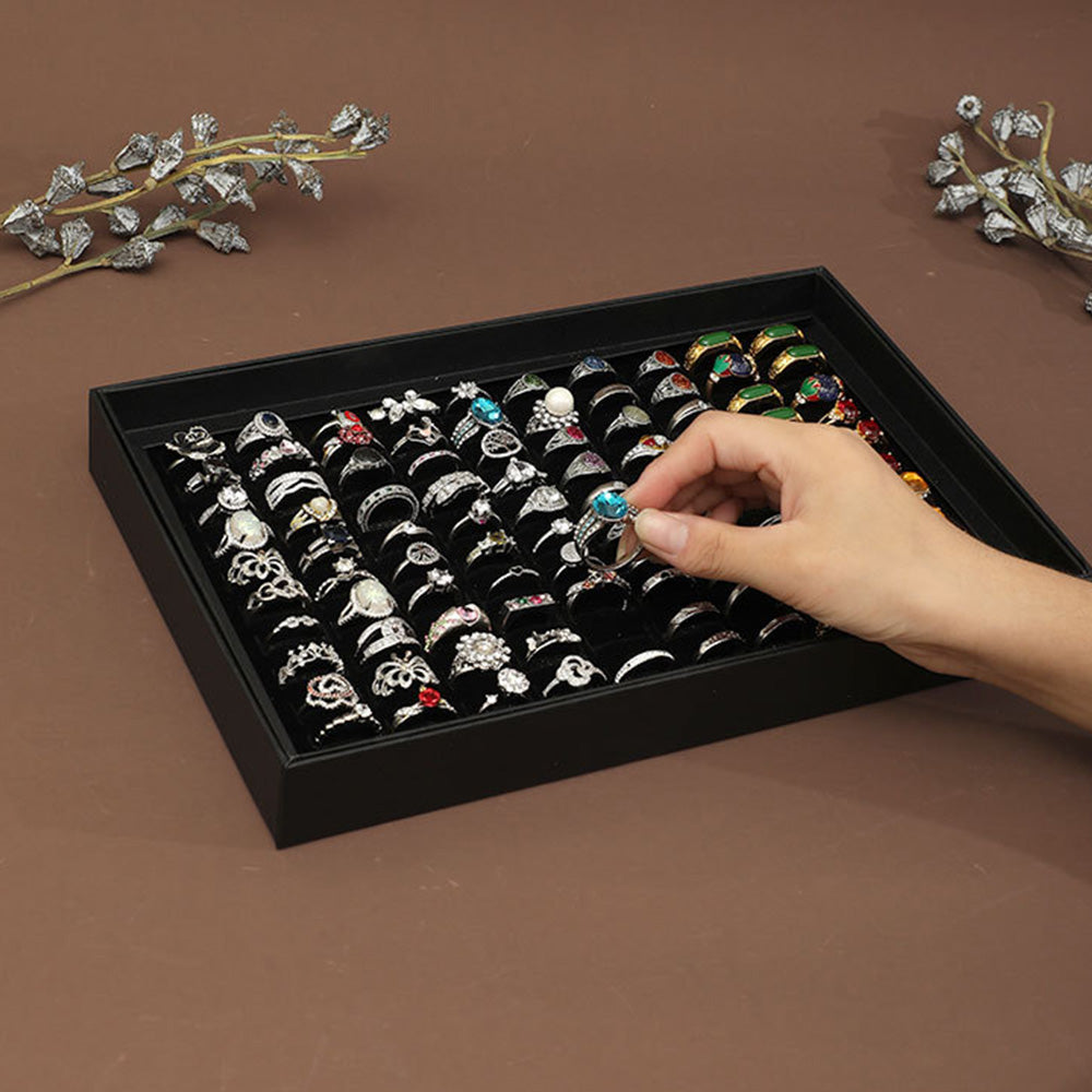 100 Slots Jewelry Ring Display Organizer Case Tray Holder Earring Storage Box