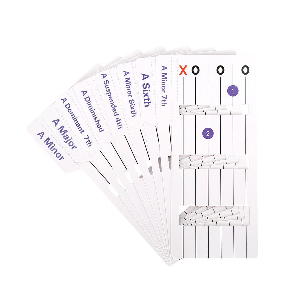 56 Laminated Guitar Chord Flashcards A to G for Beginners