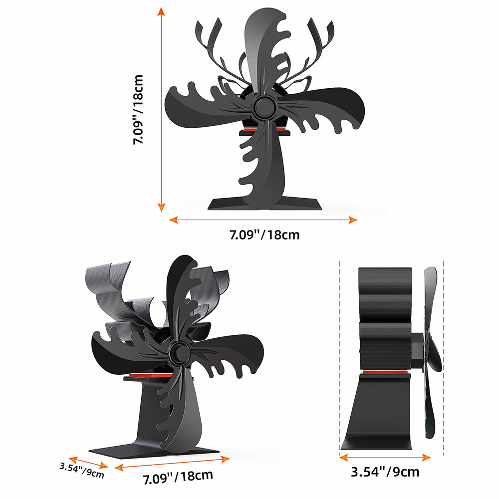 2Pcs 4 Blade Warmer Self-Powered Fireplace Stove Fan