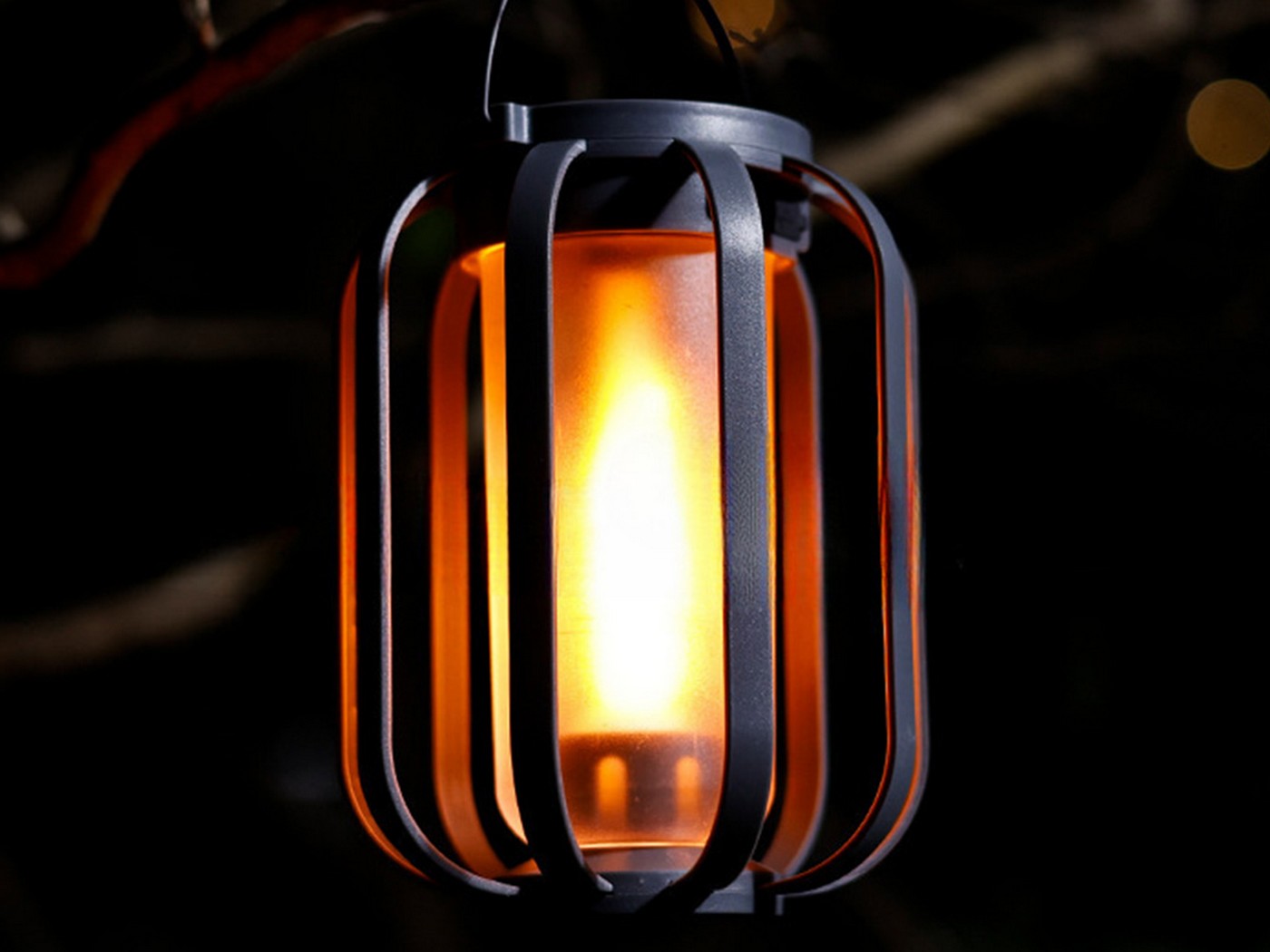 Solar Lantern with Tripod Flickering Flame Solar Outdoor Lights 4 Lighting Modes