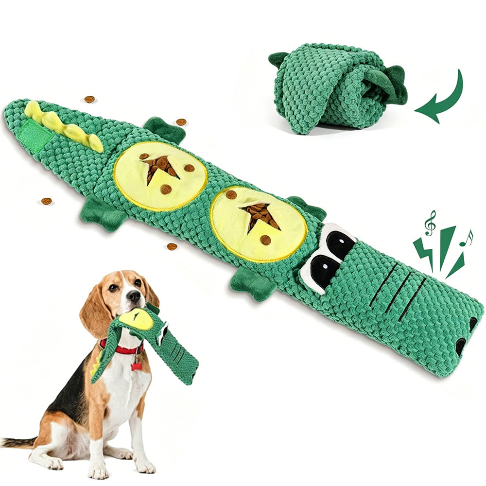 Roll Up Treat Dispensing Dog Toy with Squeaker for Small Medium Dogs
