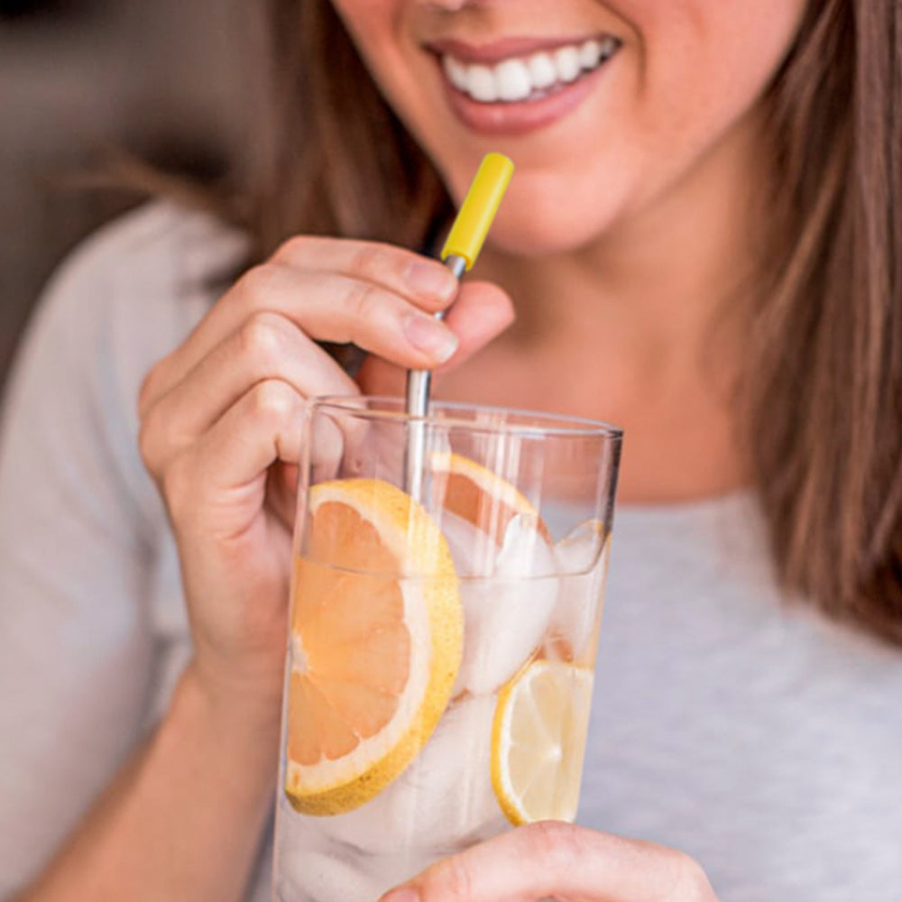 20Pcs Reusable Stainless Steel Drinking Straws with Silicone Tips