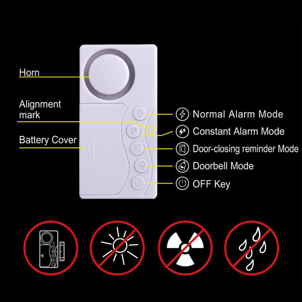4-in-1 Magnetic Door Window Intrude Detector Wireless Security Refrigerator Door Delay Alarm