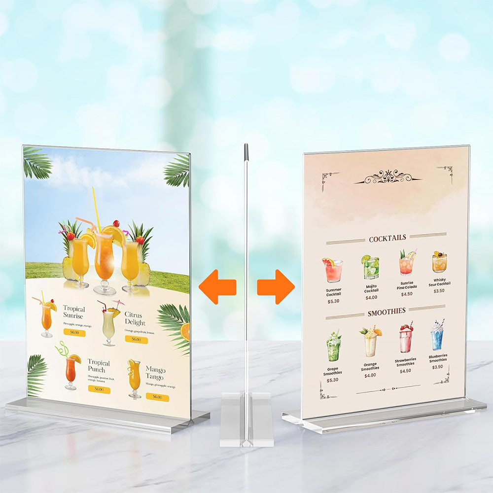 3 Pcs Acrylic Sign Holder Clear Menu Stand Vertical Flyer Display for Restaurants