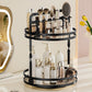 Rotating Makeup Organizer Double Layer with Brush Holder for Skincare Perfume