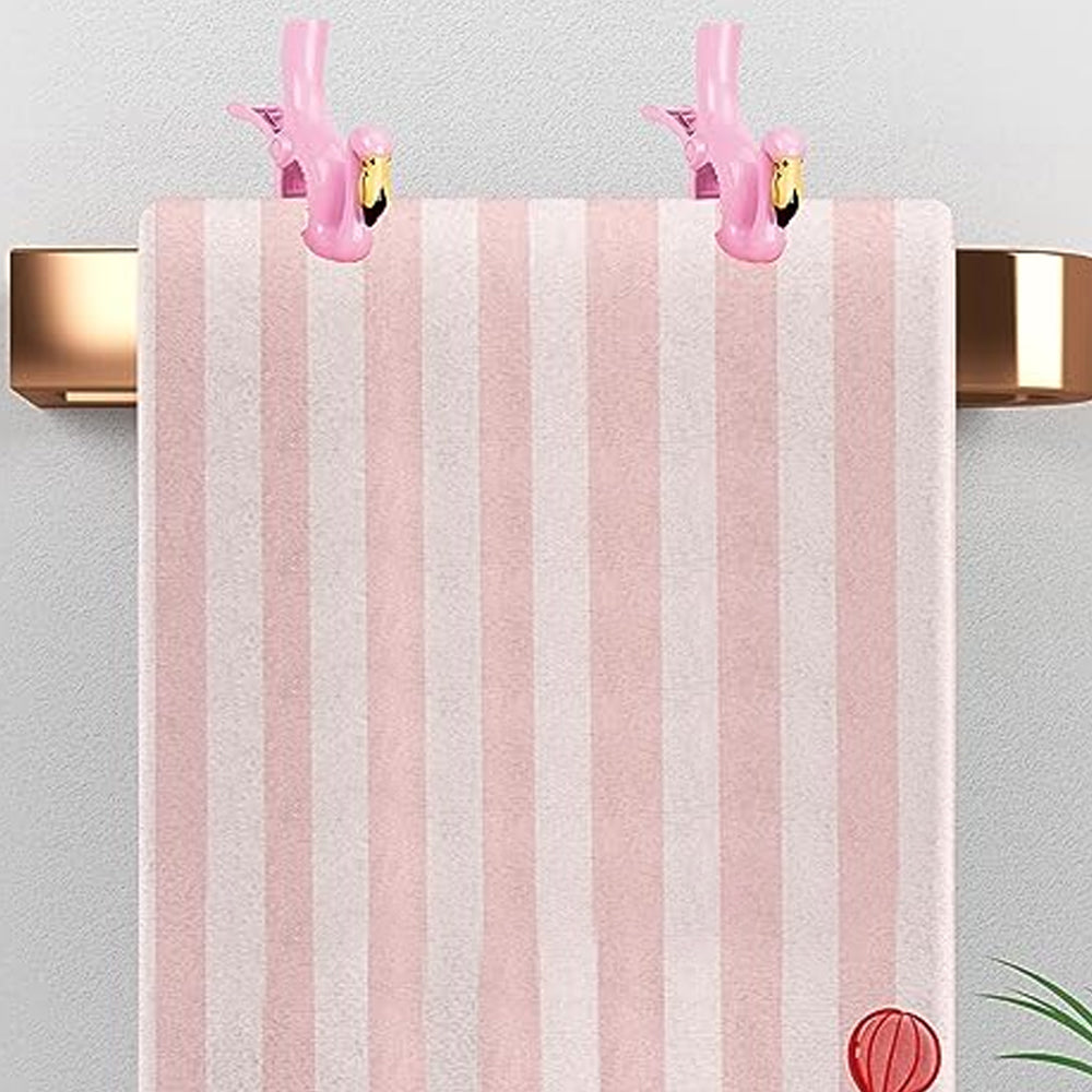 2Pcs Portable Flamingo Parrot Beach Towel Clip for Clothes Quilt Blanket Patio Pool