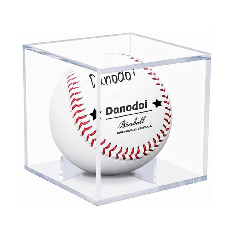 2Pcs Square Baseball Holder Stackable Cube Display Case with UV Protection
