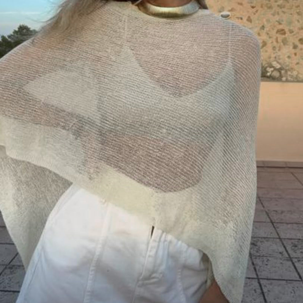 Summer Irregular Sheer Poncho Shawl Beach Cover Up for Women