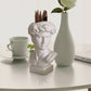 2Pcs Resin Creative Human Head Sculpture Makeup Brush Storage Box Flower Pot Pen Holder