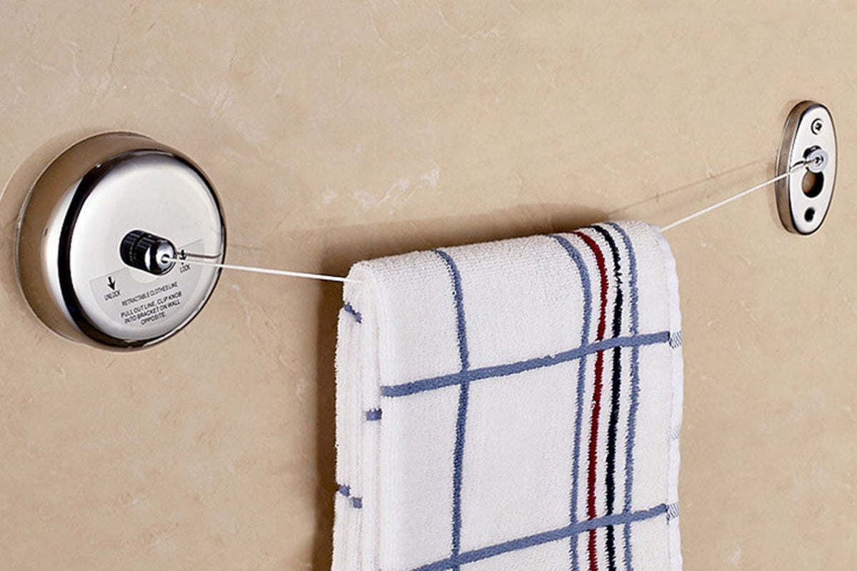 9 Feet Stainless Steel Retractable Clothesline for Indoor Bathroom Drying