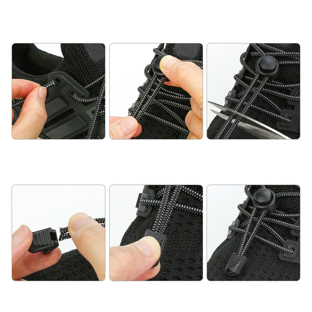 2 Pairs Elastic No Tie Shoelaces with Spring Lock for Adults and Seniors Easy On and Off