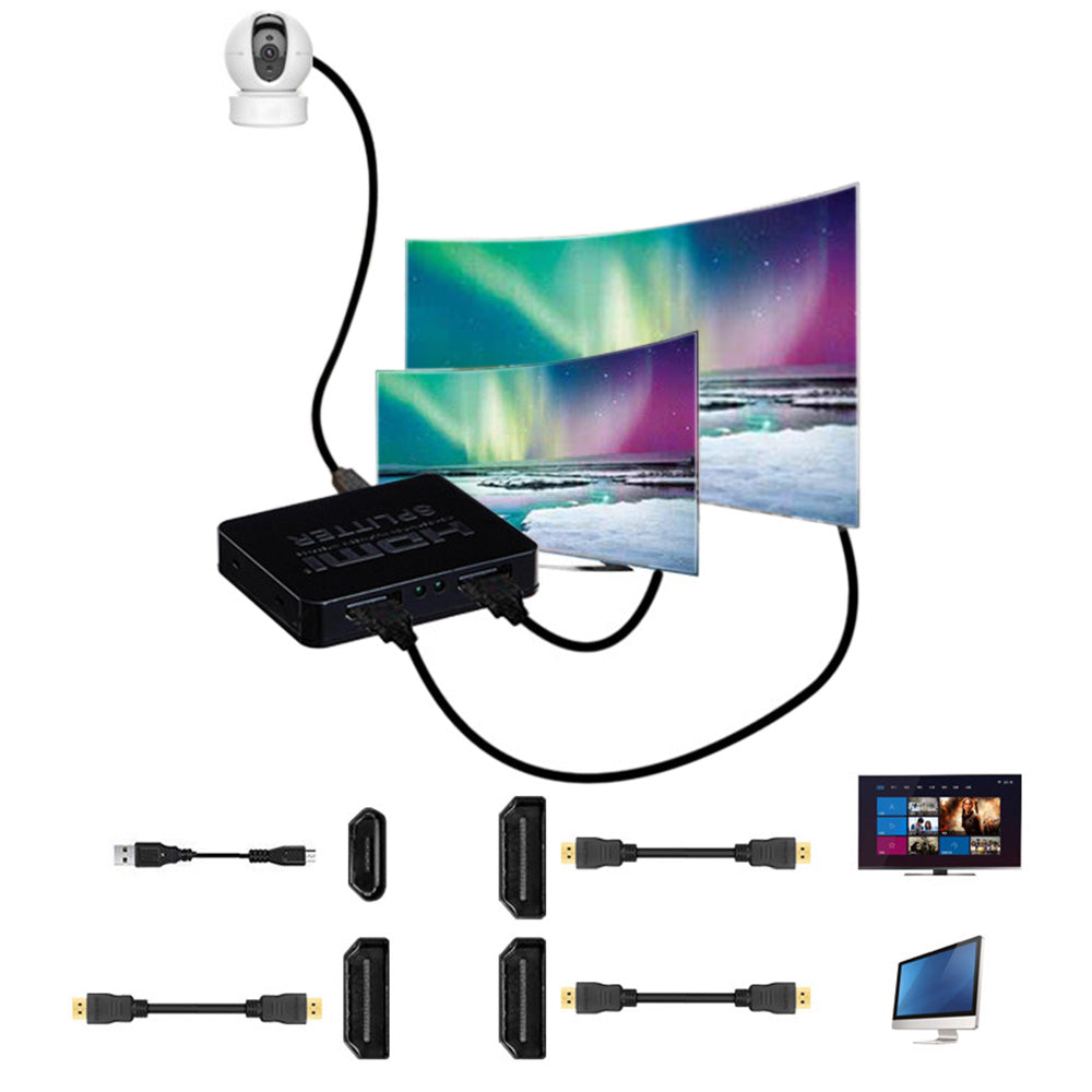 HDMI Splitter 1 In 2 Out Supports 4K 30Hz for TV Projector PS5 and Xbox Home Office