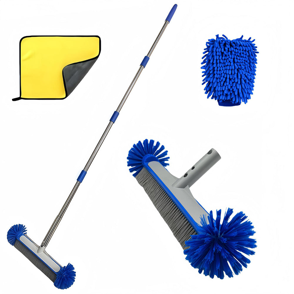 Swimming Pool Brush Head with Round Ends Heavy Duty Aluminum Back Head for Cleaning Walls Tiles Floors