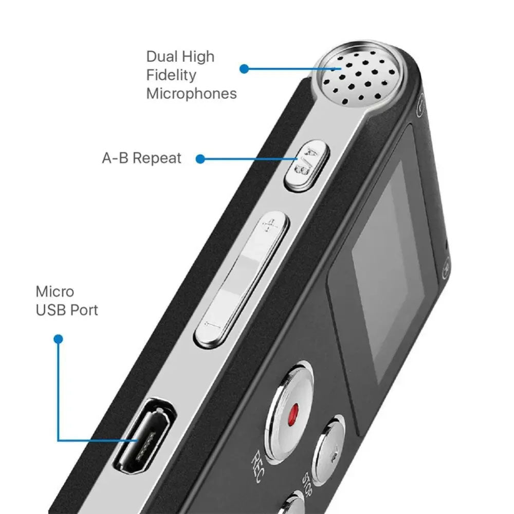 8GB Digital Voice Recorder USB Rechargeable Dictaphone with Playback for Lectures