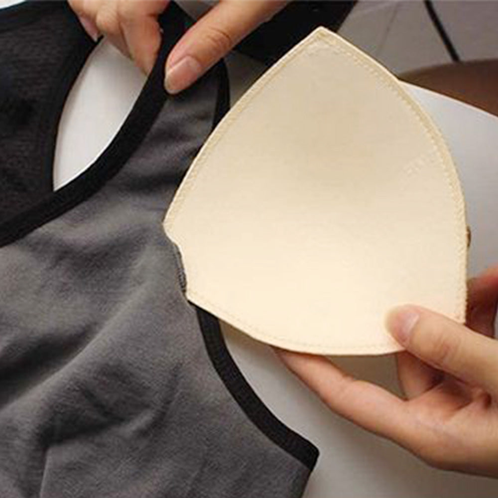 4 Pairs Triangle Replacement Foam Bra Pad Inserts for Sports Bras-Beige
